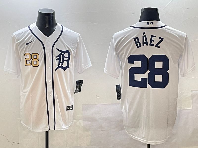 Men Detroit Tigers #28 Baez White Game 2025 Nike MLB Jersey style 3